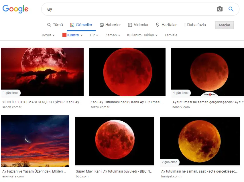 google fotoğrafları renge göre arama-min