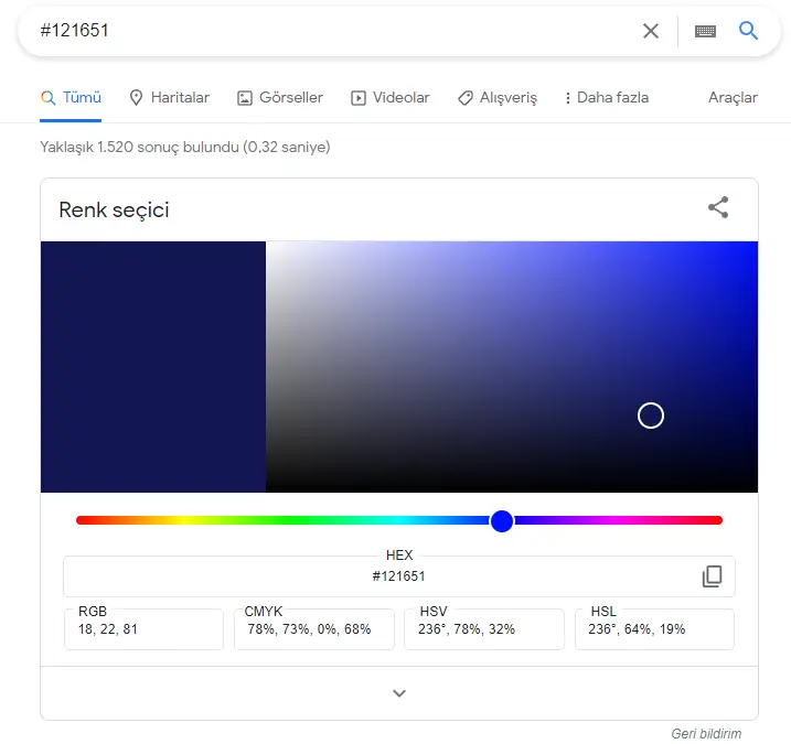 google renk seçici nasıl açılır