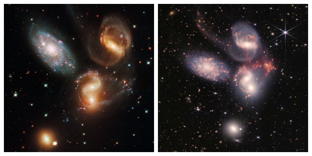 Webb vs Hubble Comparing old and new images Stephan’s-Quintet