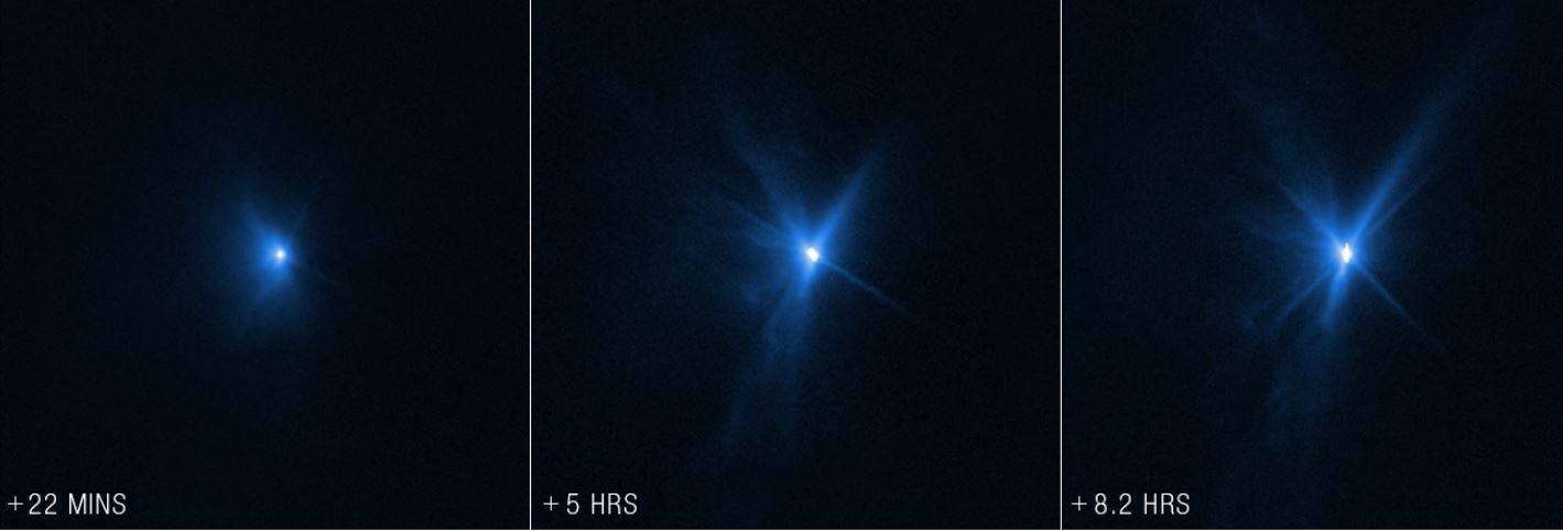 Webb and Hubble Space Telescopes Simultaneously Captured DART Impact Site-2-min
