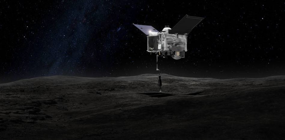 Schematic diagram of Osiris going to the asteroid Bennu