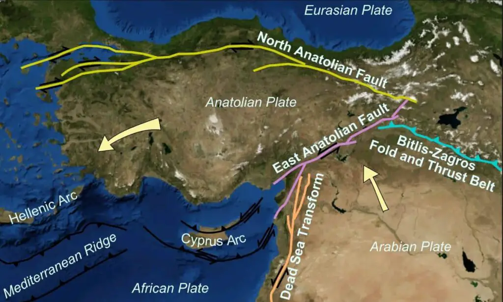 Turkey earthquake fault map